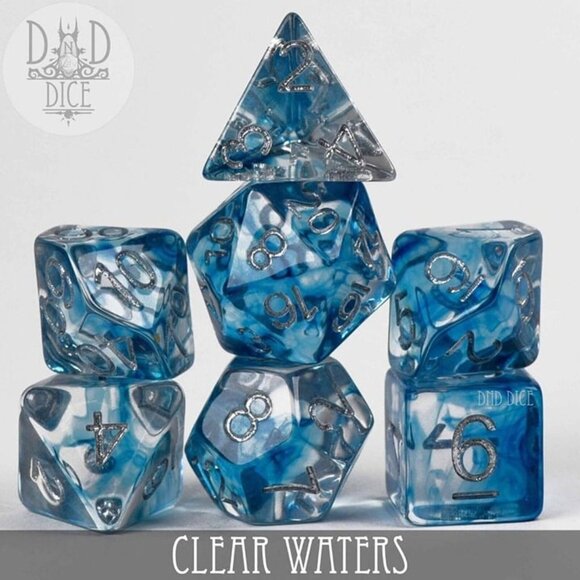 Other - SOLD - NEW Clear Waters Dice Set  - 7 Resin Dice - Dungeons and Dragons